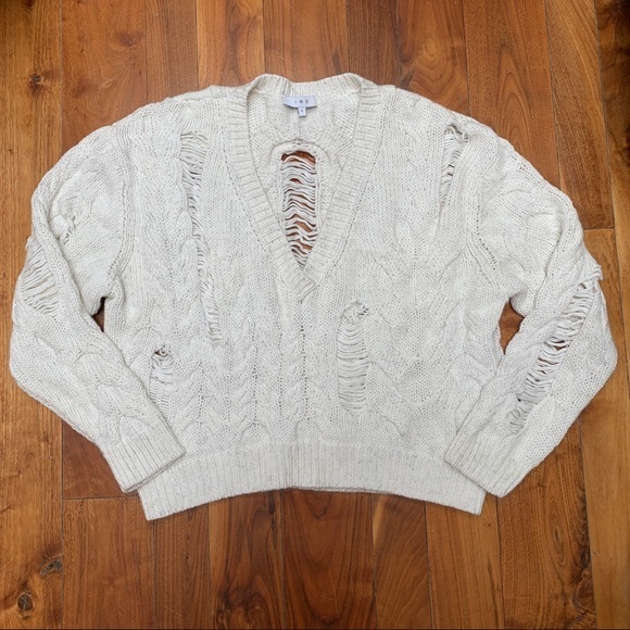 IRO Fighla Distressed Sweater White Alpaca, Wool Blend L - Picture 6 of 14